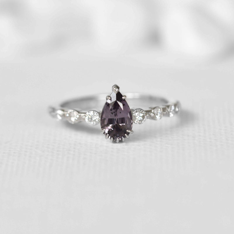 Amazon.com: Purple spinel faceted ring in prongs setting and diamond side  set with sterling silver band : Handmade Products